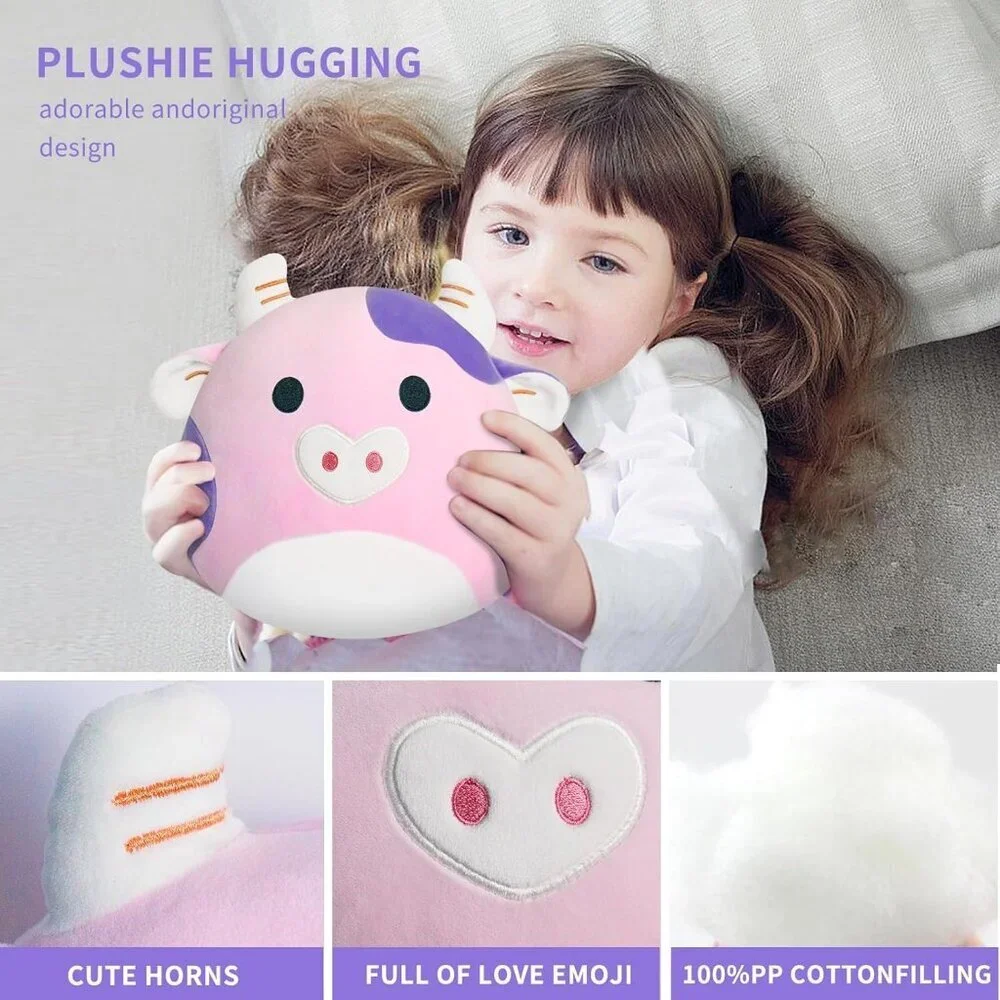 Cow Plush Toy Pillow 12'' Cute Stuffed Animal Soft Plushie Doll Gift for Kids